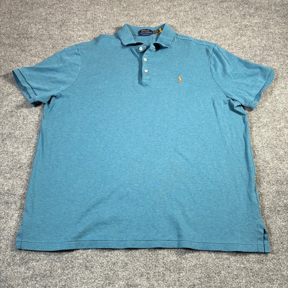 Polo Ralph Lauren Classic Fit Short Sleeve Polo Shirt Mens XL Blue Flesh Pony